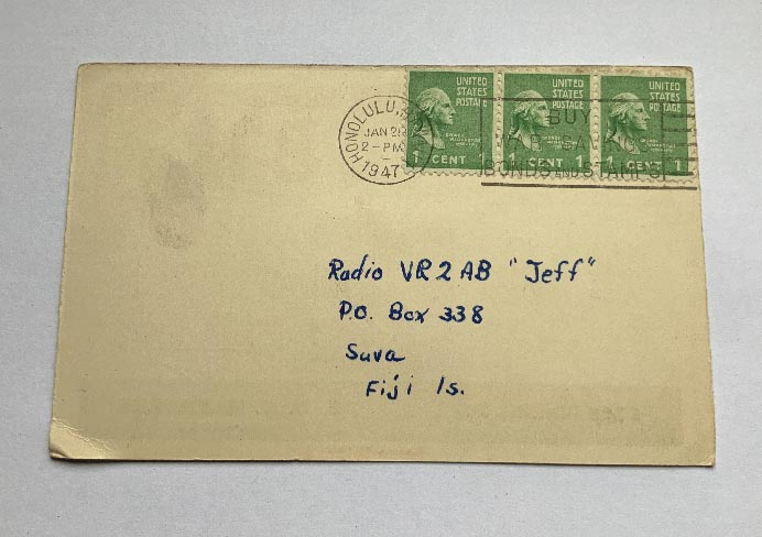 US Honolulu Hawaii Radio card dated 1947